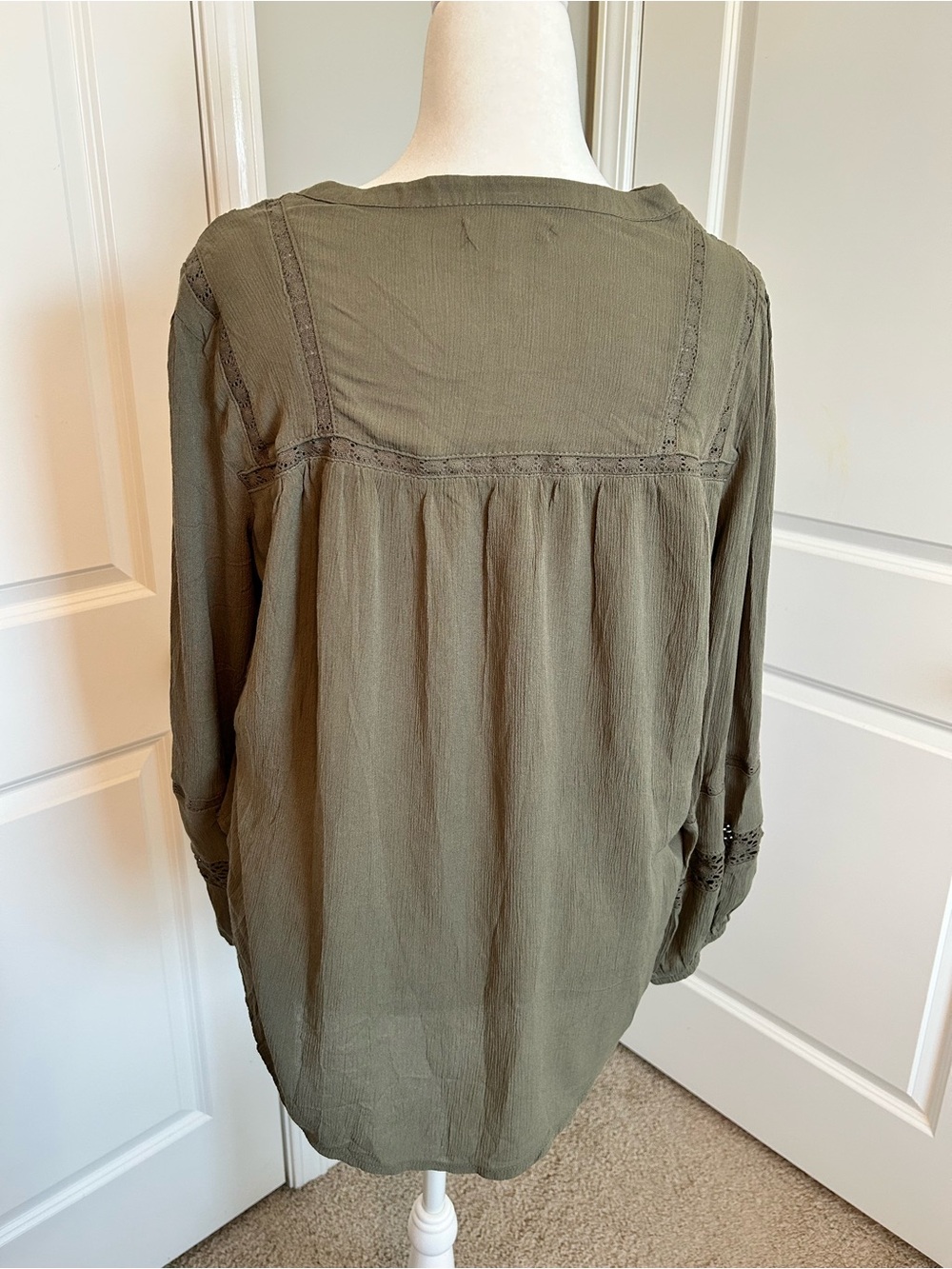 Maurices Olive Green Button-Front Peasant Blouse - Picture 10 of 10
